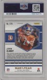 John Elway from the 2021 Panini Mosaic set featuring a Reactive Orange parallel graded by PSA and given an overall grade of 10.