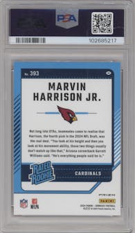 Marvin Harrison Jr. from the 2024 Donruss set featuring a Red Pandora parallel graded by PSA and given an overall grade of 10.
