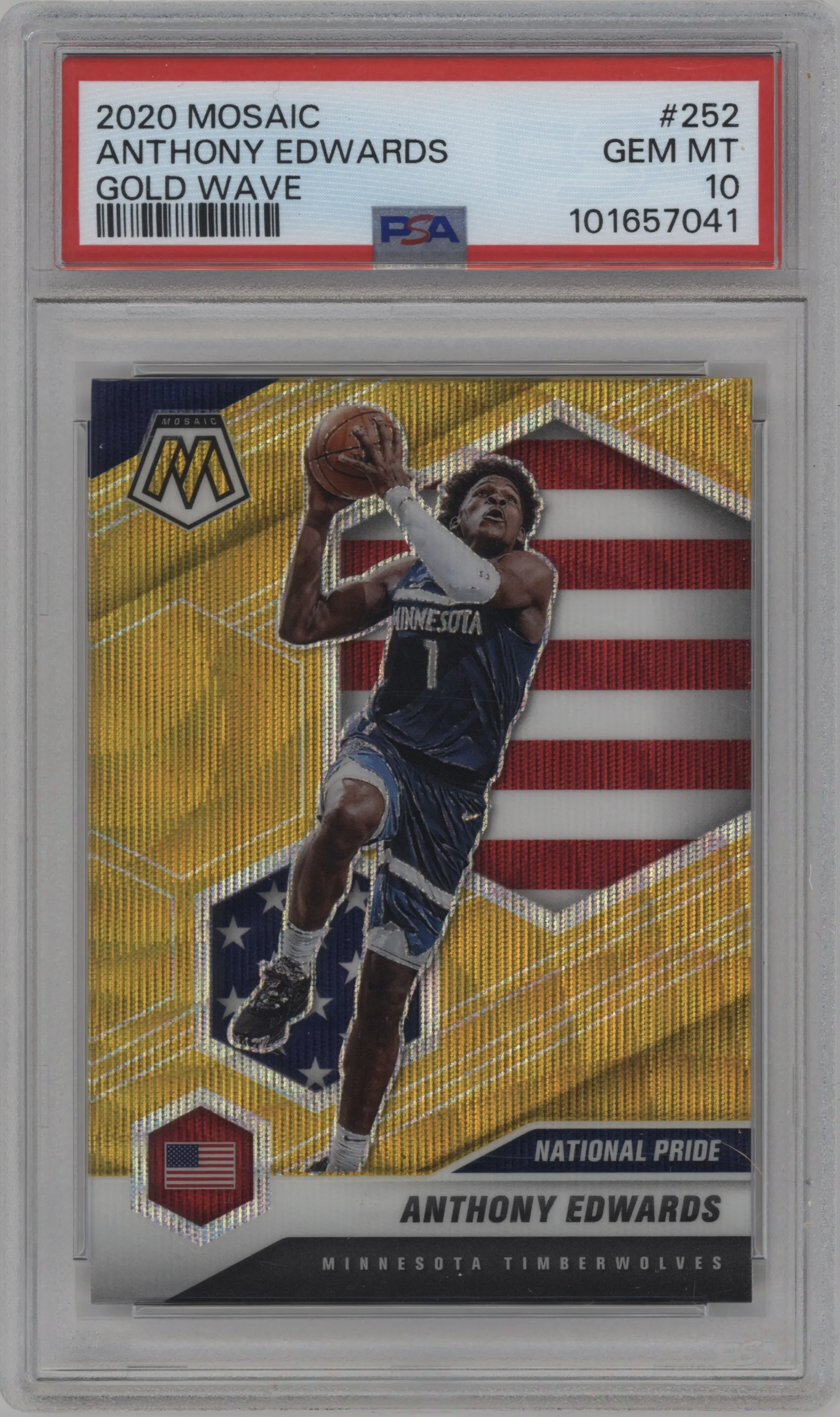 2020 Panini Mosaic Anthony Edwards Gold Wave #252 PSA 10