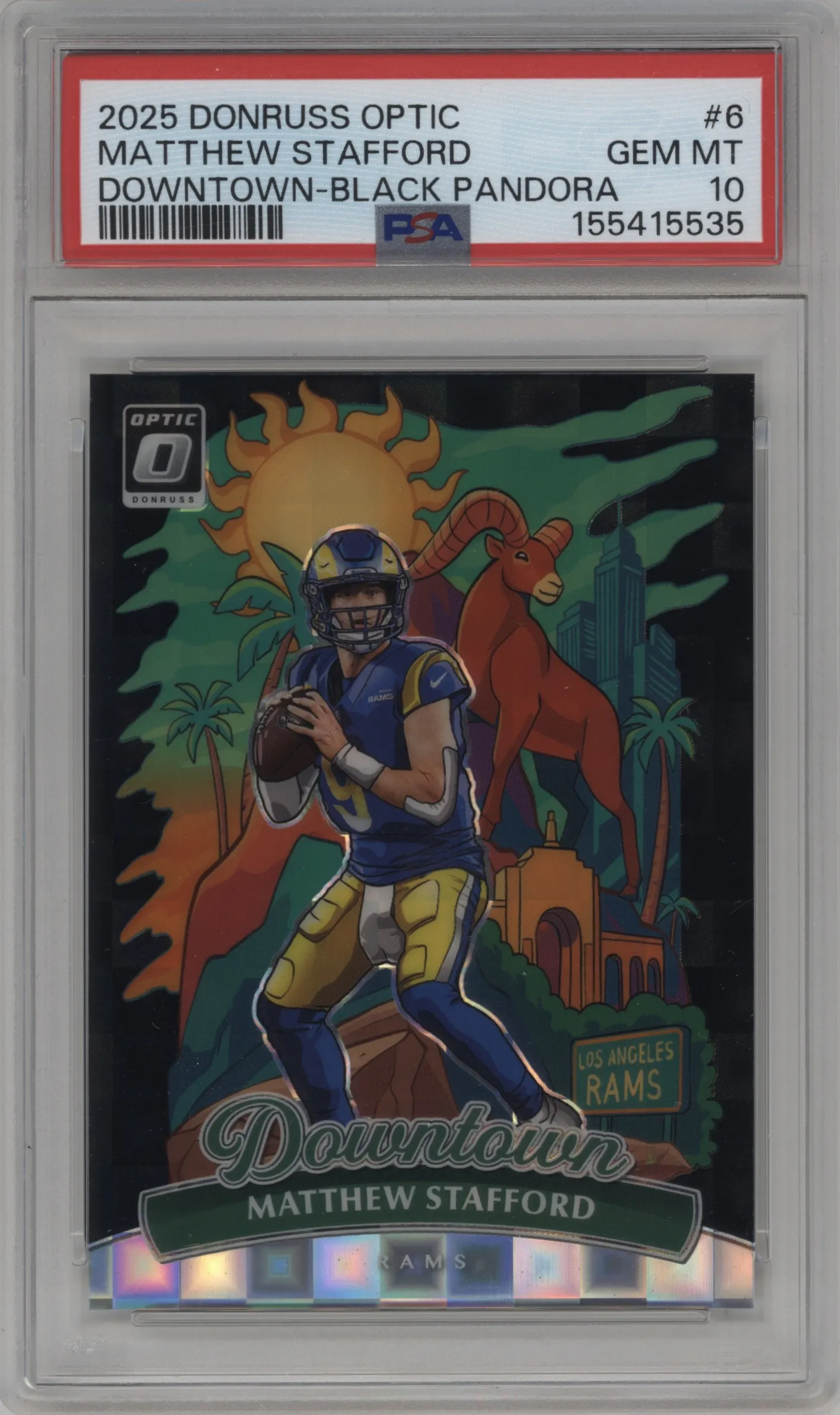 2025 Donruss Optic Downtown Matthew Stafford Black Pandora #6 PSA 10
