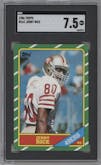 Jerry Rice from the 1986 Topps set graded by SGC and given an overall grade of 7.5.