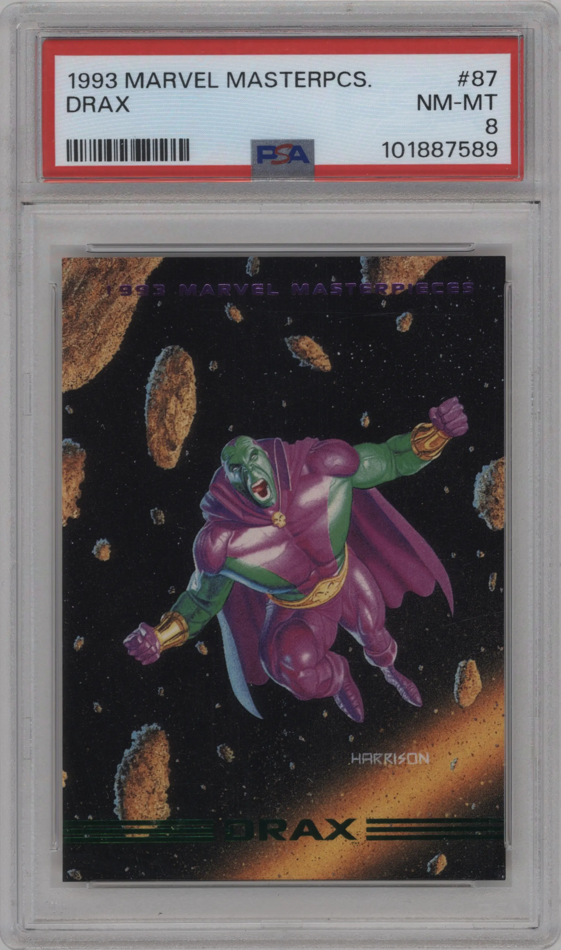 1993 SkyBox Marvel Masterpieces Drax PSA 8