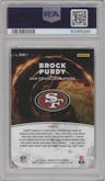 Brock Purdy from the 2022 Panini Donruss Optic set graded by PSA and given an overall grade of 10.