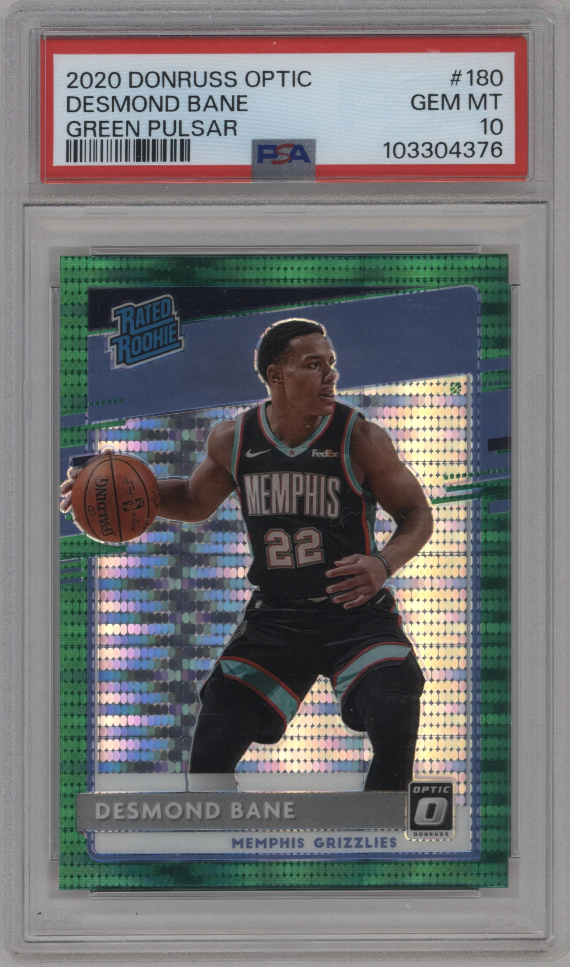 2020 Panini Donruss Optic Rated Rookie Desmond Bane Green Pulsar PSA 10
