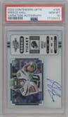 Breece Hall from the 2022 Panini Contenders Optic set featuring a Silver parallel graded by PSA and given an overall grade of 10.