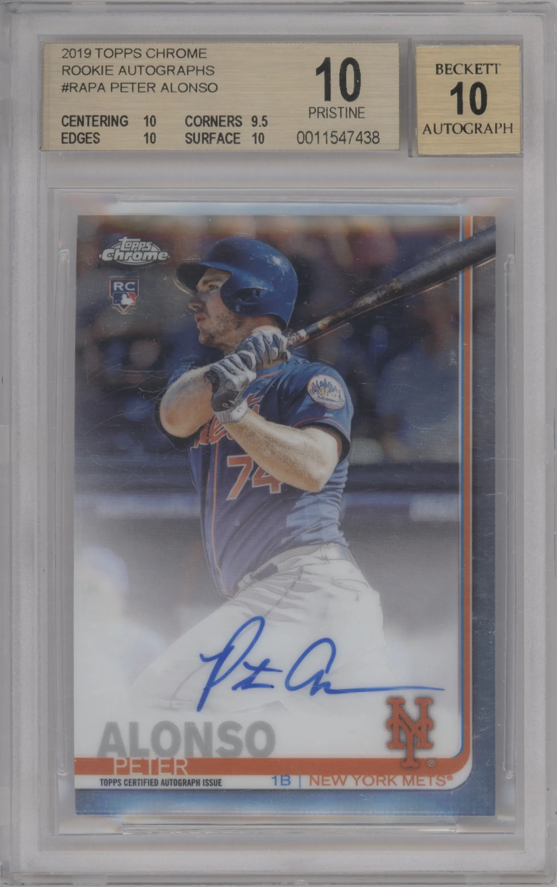2019 Topps Chrome Rke.Auto Peter Alonso BGS 10