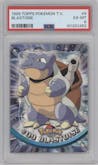 Blastoise from the 1999 Pokemon set graded by PSA and given an overall grade of 6.