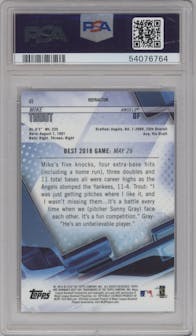 Mike Trout from the 2018 Bowman’s Best set featuring a Refractor parallel graded by PSA and given an overall grade of 10.