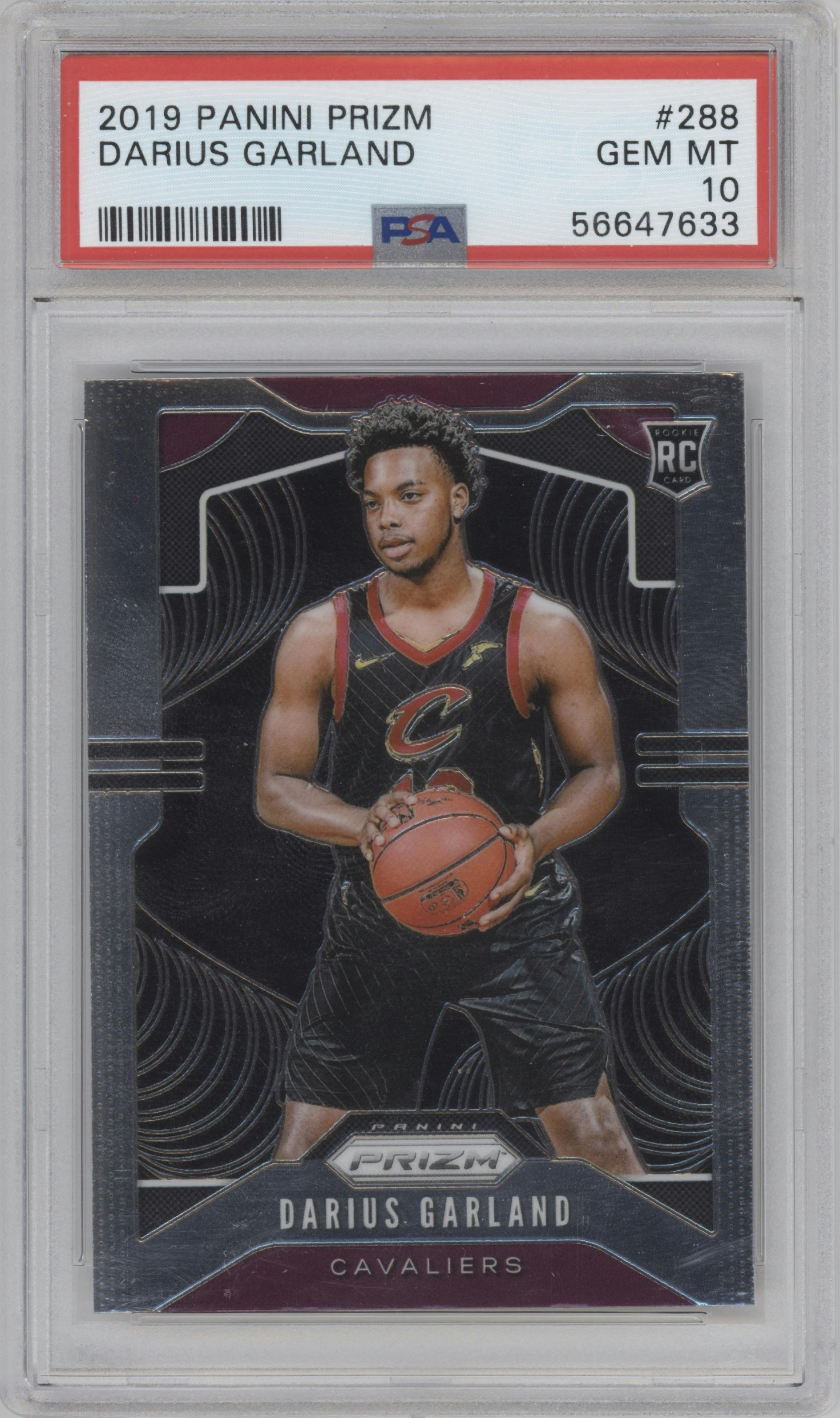 Darius Garland from the 2019-20 Panini Prizm set graded by PSA and given an overall grade of 10.