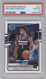 Anthony Edwards from the 2020-21 Panini Donruss set graded by PSA and given an overall grade of 10.