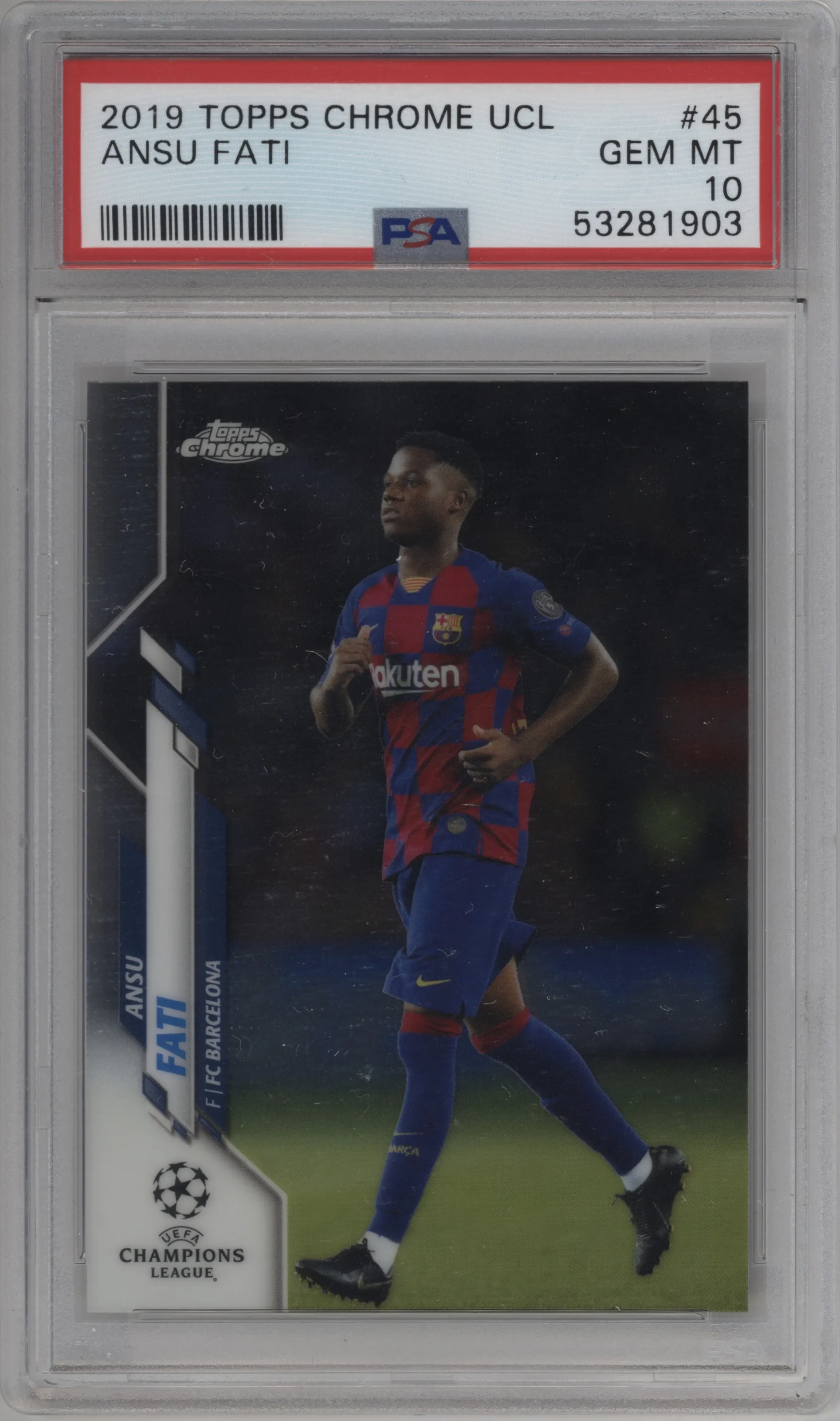 2019 Topps Chrome UEFA Champions League Ansu Fati PSA 10