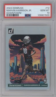 Marvin Harrison Jr. from the 2024 Donruss set graded by PSA and given an overall grade of 10.