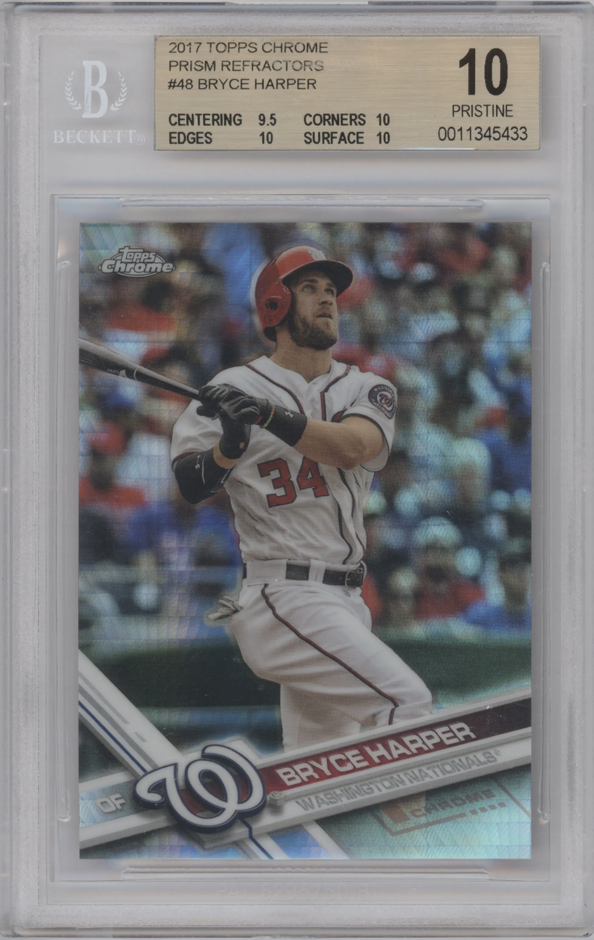 2017 Topps Chrome Bryce Harper Prism Refractor #48 BGS 10