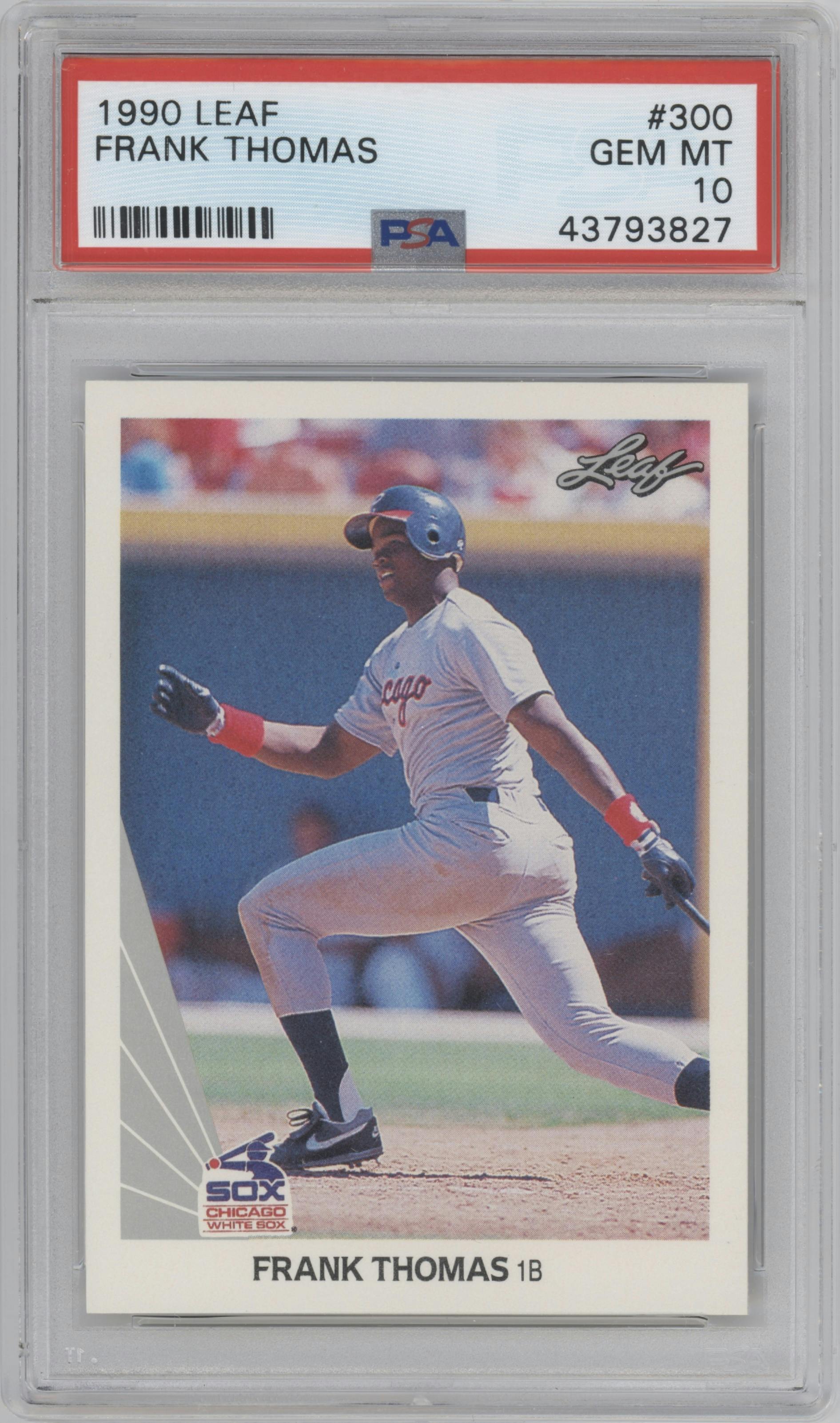 Frank Thomas from the 1990 Leaf set featuring a Variation parallel graded by PSA and given an overall grade of 10.