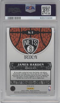 James Harden from the 2020-21 Panini Mosaic set graded by PSA and given an overall grade of 10.