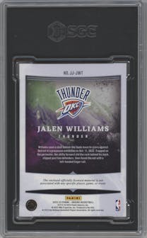 Jalen Williams  from the 2022-23 Panini Origins set featuring a Green parallel graded by SGC and given an overall grade of 8.5.