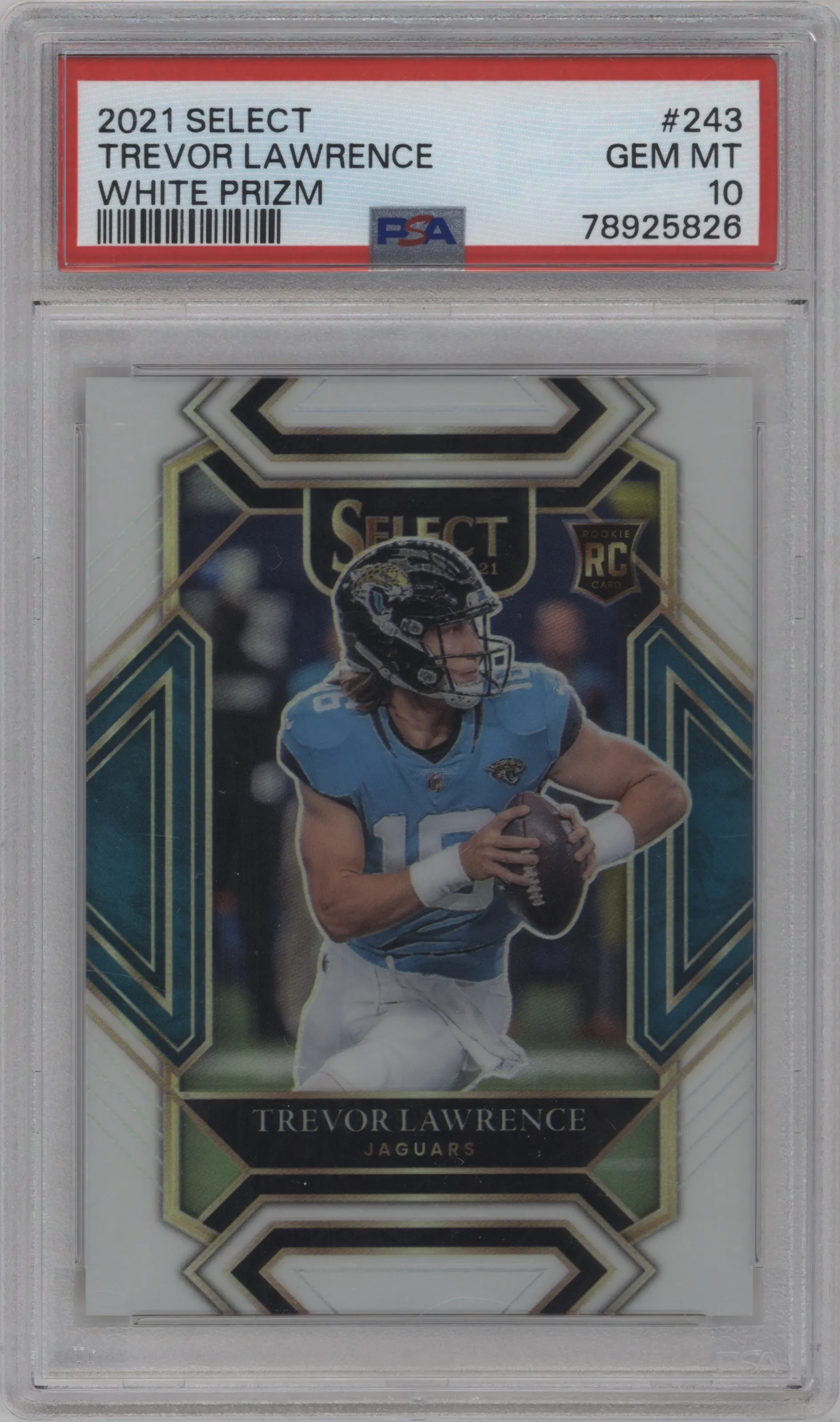 2021 Panini Select Club Lvl. Trevor Lawrence White Prizm #243 PSA 10