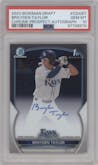 Brayden Taylor from the 2023 Bowman Draft set graded by PSA and given an overall grade of 10.