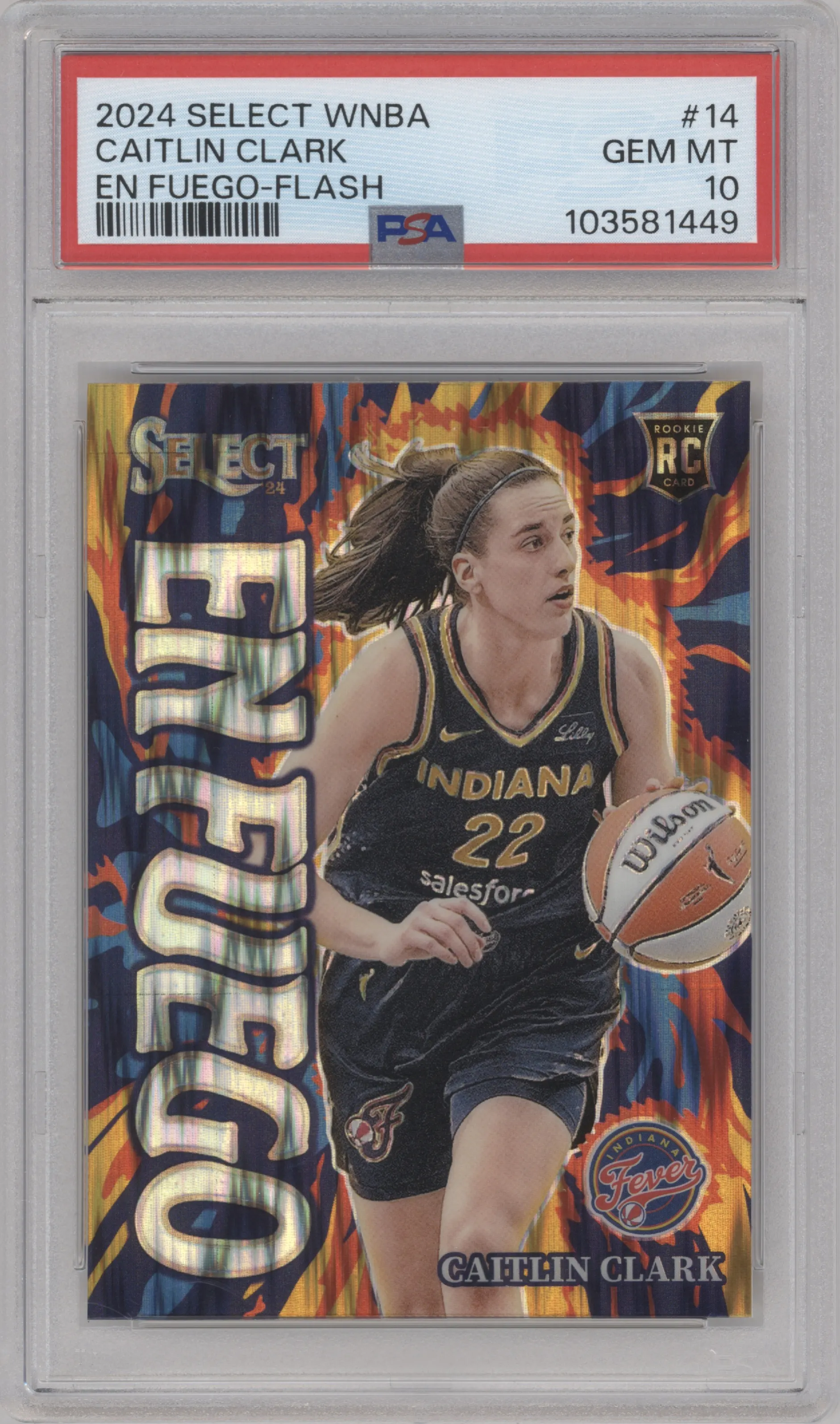 2024 Panini Select WNBA En Fuego Caitlin Clark Flash Prizm #14 PSA 10
