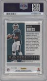 Jalen Hurts from the 2020 Panini Contenders Optic set featuring a Teal parallel graded by PSA and given an overall grade of 10.