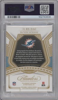 De’Von Achane from the 2023 Panini Flawless set graded by PSA and given an overall grade of 9.