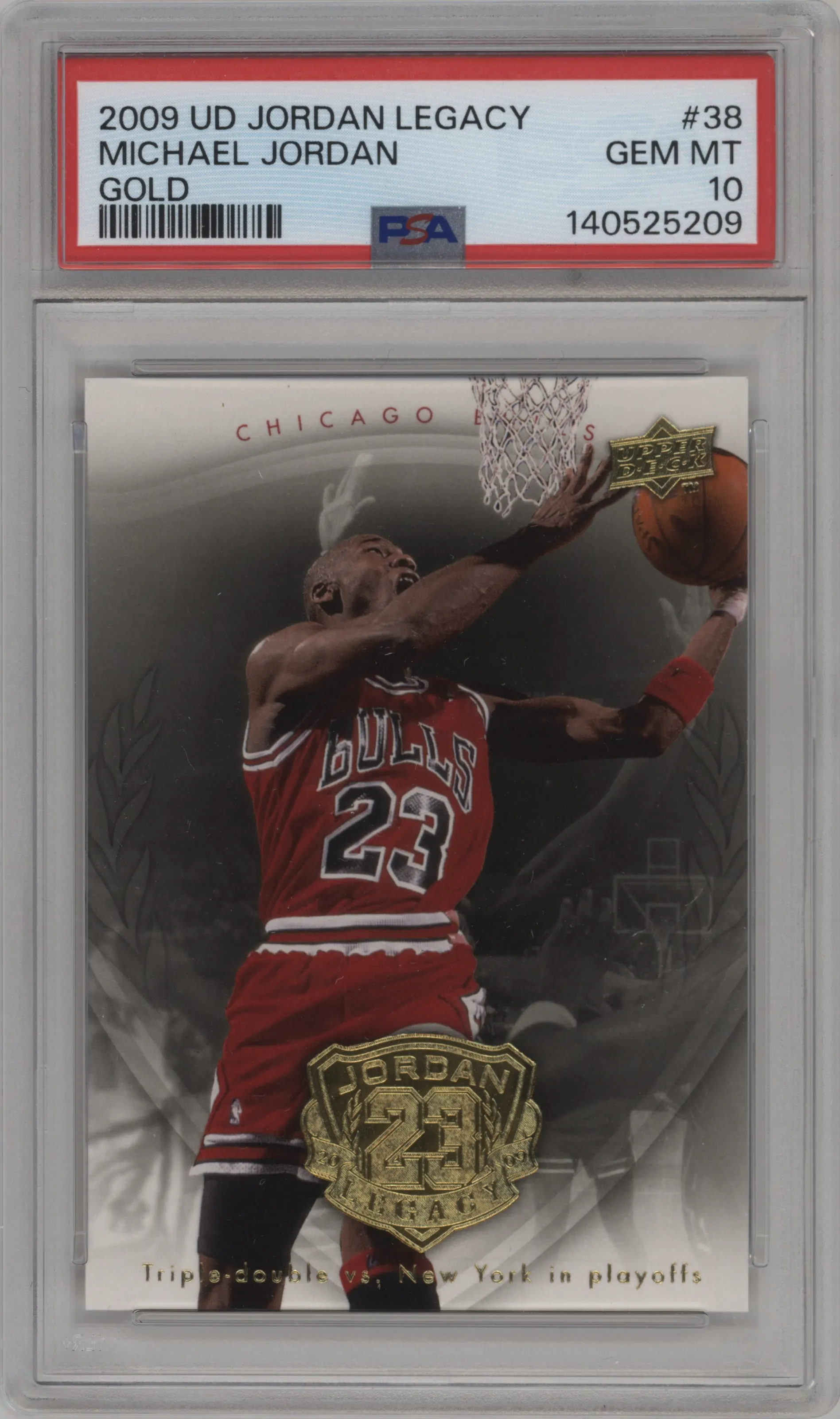 2009 Upper Deck Michael Jordan Legacy Collection Hall of Fame Edition Michael Jordan Gold #38 PSA 10