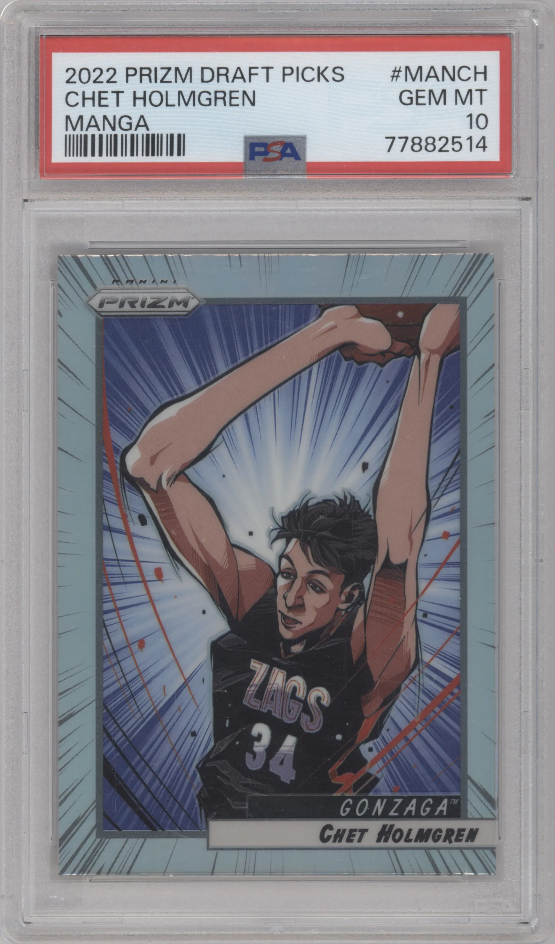 2022 Panini Prizm Draft Picks Manga Chet Holmgren #MAN-CH PSA 10