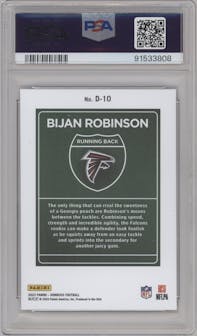 Bijan Robinson from the 2023 Panini Donruss set graded by PSA and given an overall grade of 9.