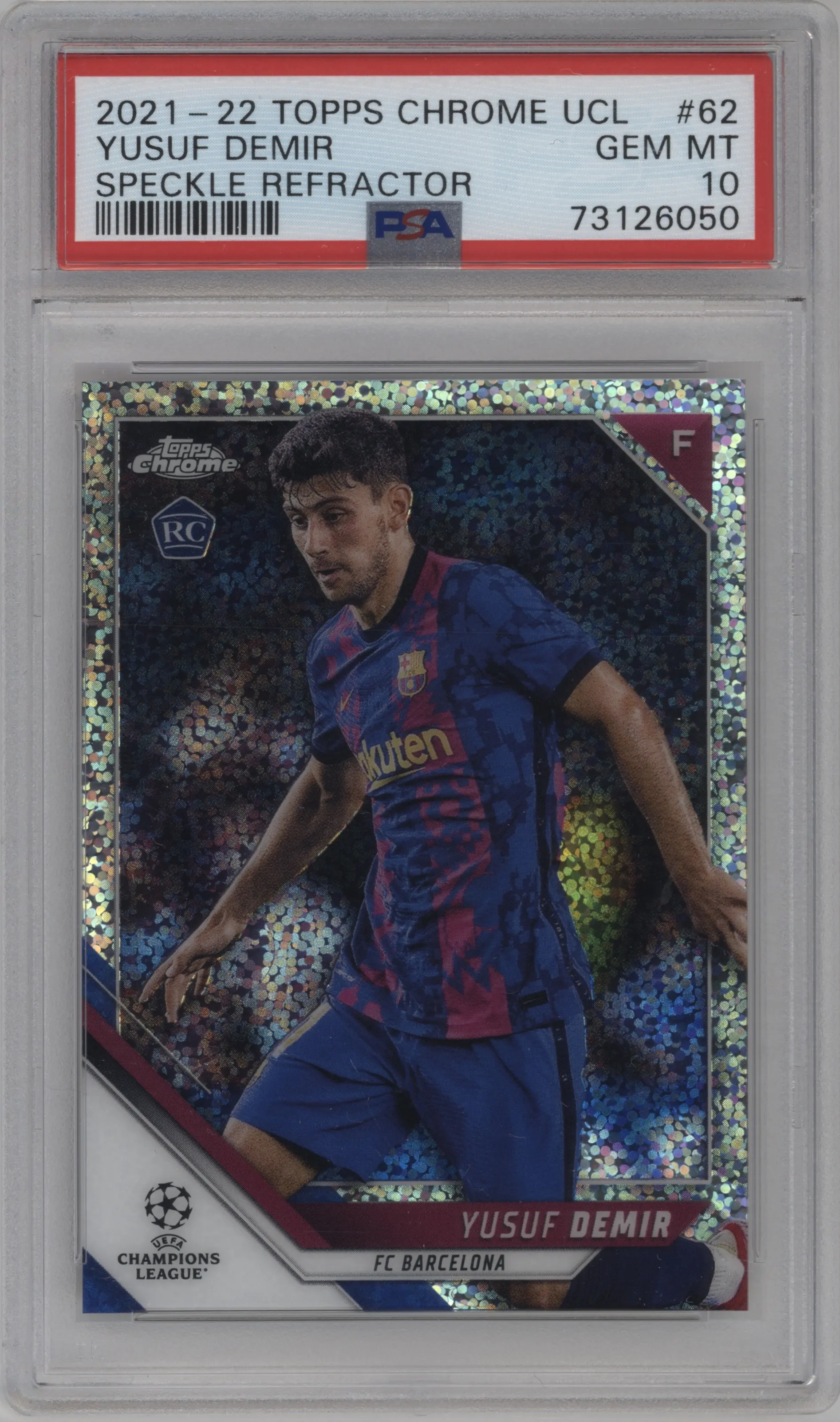 2021 Topps Chrome UEFA Champions League Yusuf Demir Speckle Refractor PSA 10