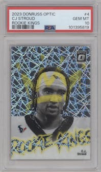 C.J. Stroud from the 2023 Donruss Optic set graded by PSA and given an overall grade of 10.