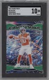 Bo Nix from the 2024 Panini Prizm set featuring a Green Wave parallel graded by SGC and given an overall grade of 10.