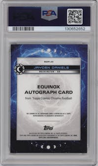 Jayden Daniels from the 2024 Topps Cosmic Chrome set featuring a Black Eclipse Refractor parallel graded by PSA and given an overall grade of 9.