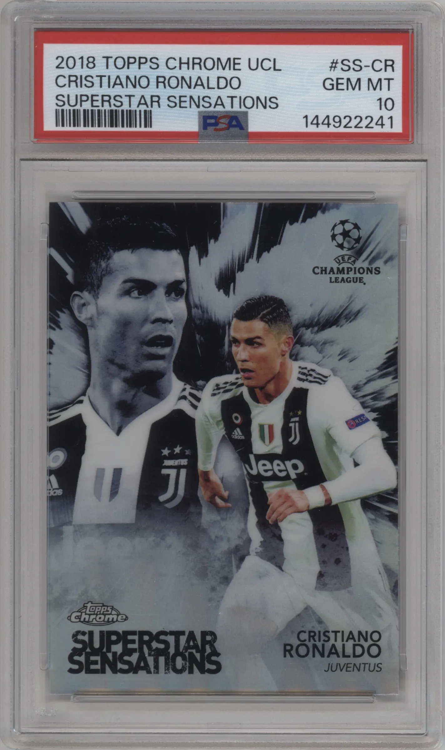 2018 Topps Chrome UEFA Champions League Superstar Sensations Cristiano Ronaldo #SS-CR PSA 10