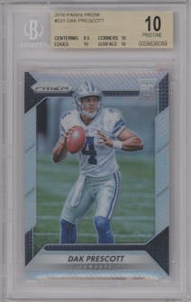Dak Prescott from the 2016 Panini Prizm set graded by Beckett and given an overall grade of 10.