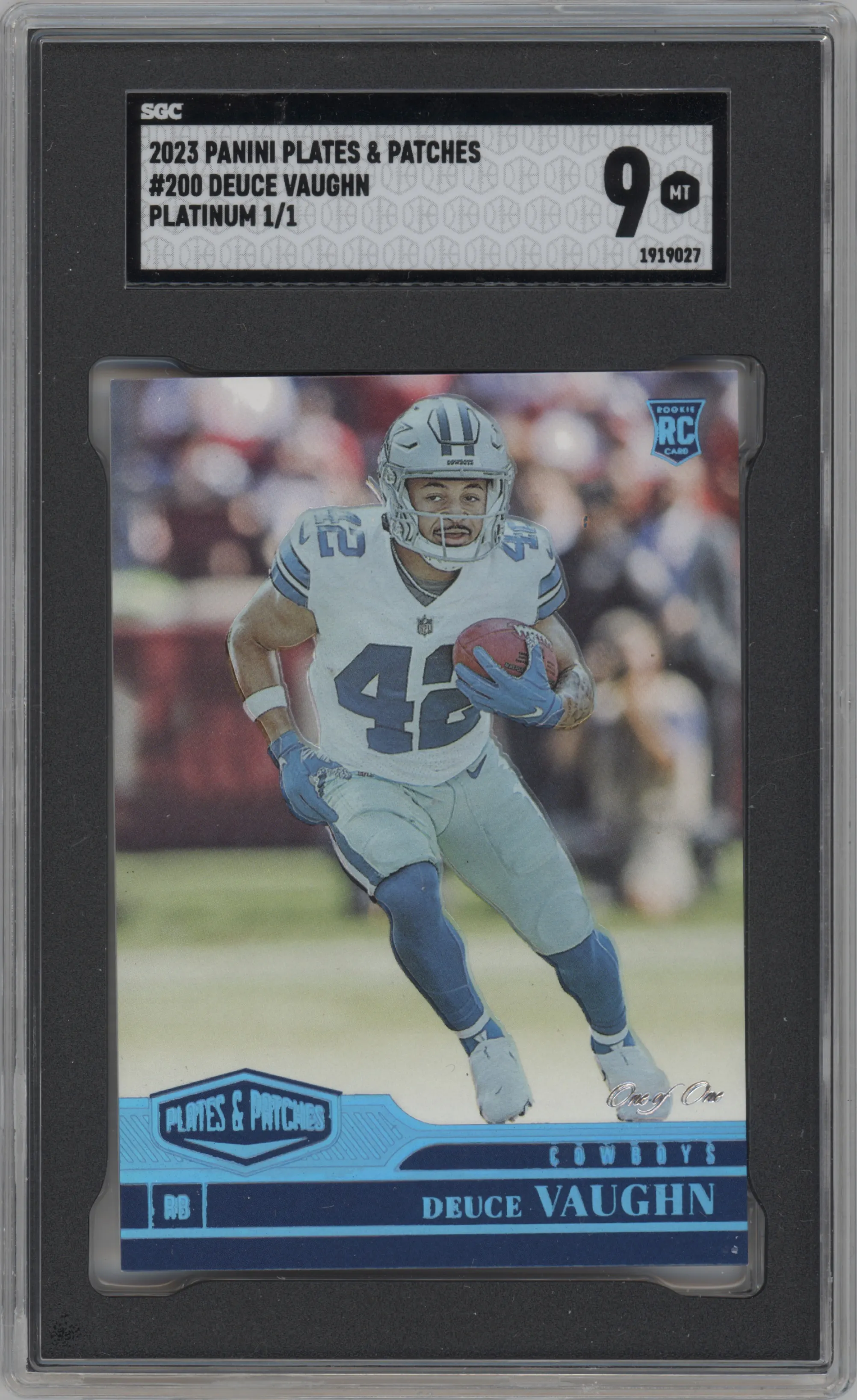2023 Panini Plates & Patches Rke. Deuce Vaughn Platinum #200 SGC 9