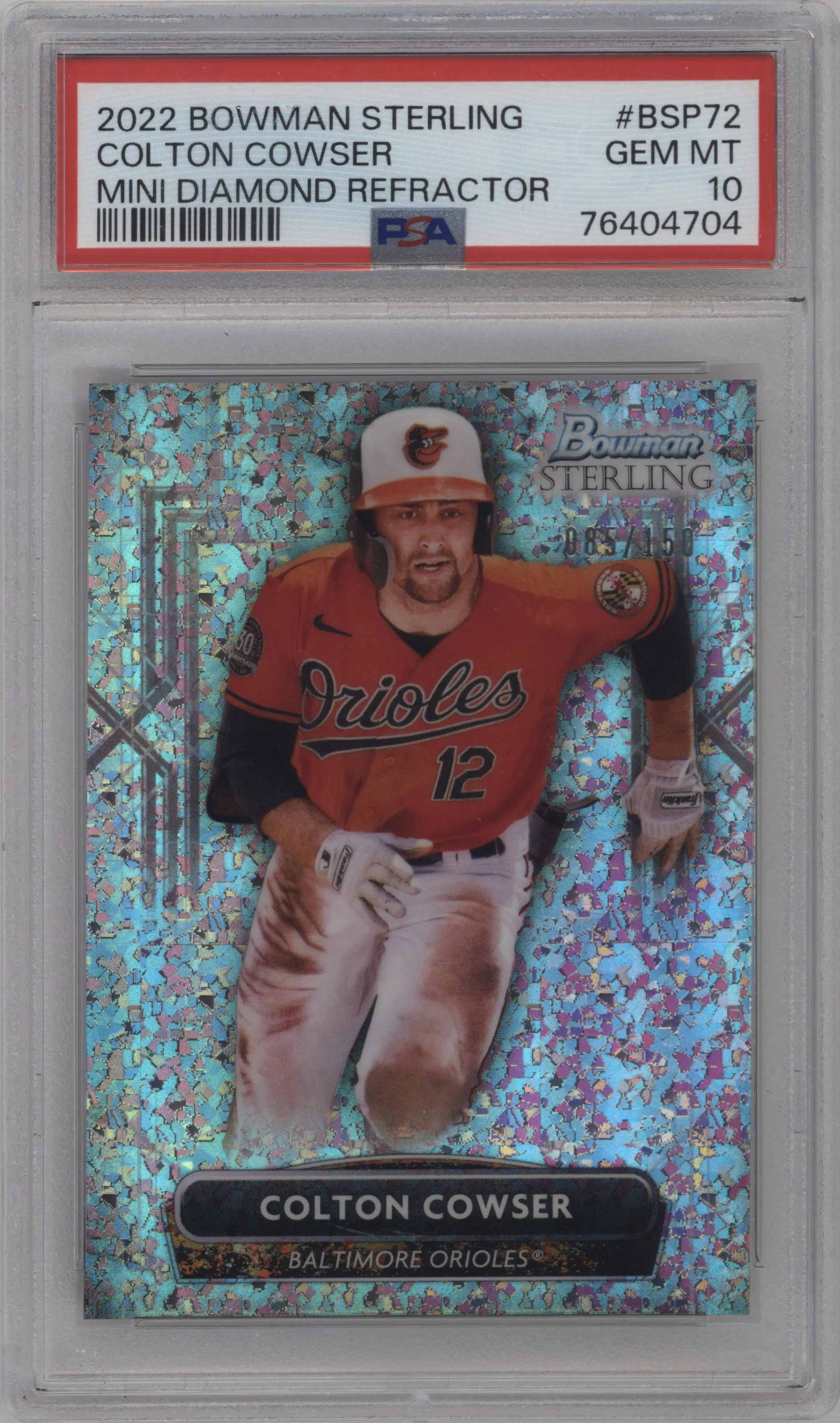 2022 Bowman Sterling Prospect Colton Cowser Mini-Diamond Refractor PSA 10