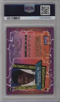 Barry Sanders from the 1995 Topps Finest set featuring a Refractor parallel graded by PSA and given an overall grade of 9.