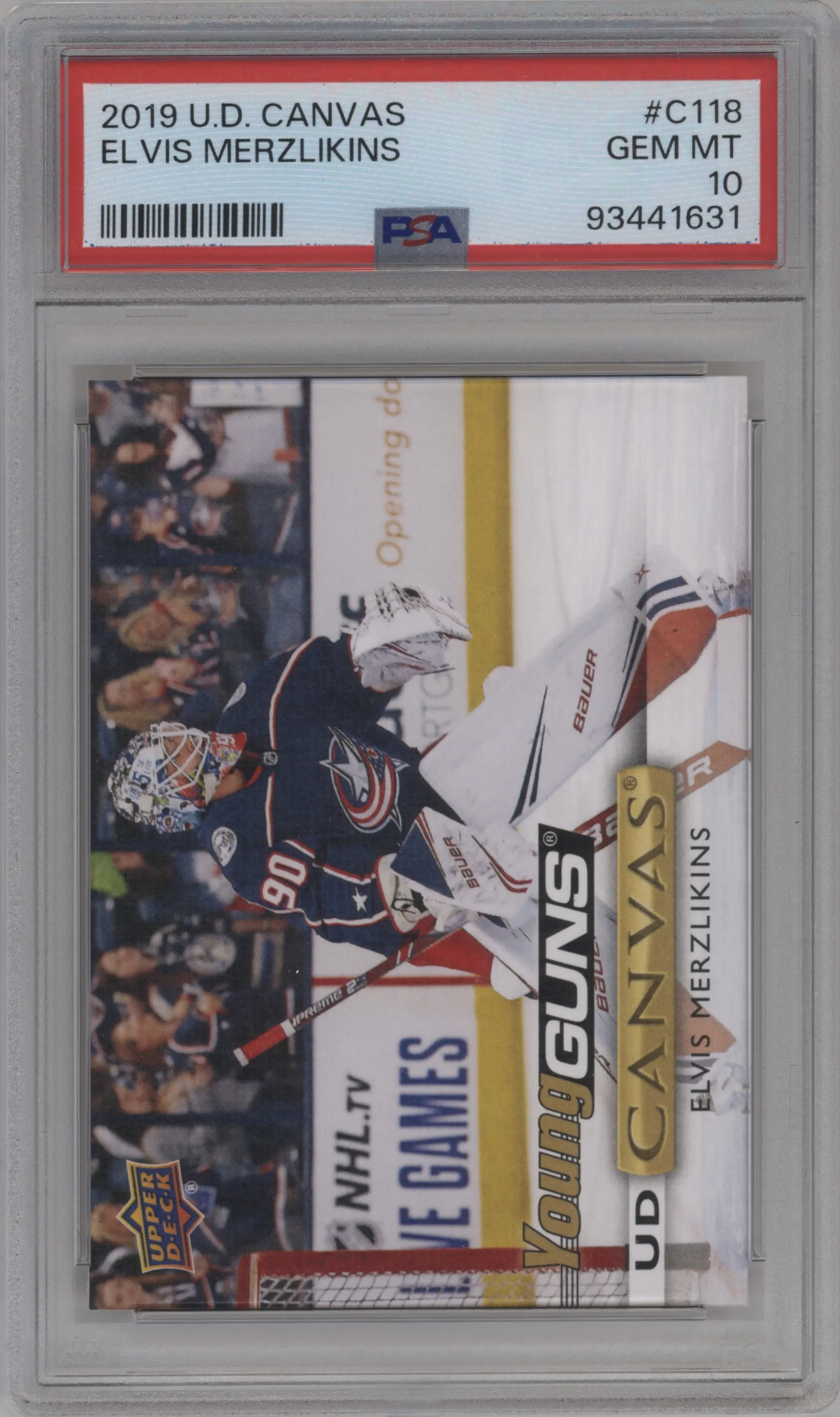 2019 Upper Deck Canvas Young Guns Elvis Merzlikins #C118 PSA 10