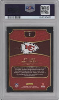 Patrick Mahomes II from the 2016 Panini Select set graded by PSA and given an overall grade of 9.