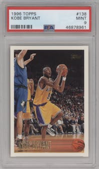 Kobe Bryant  from the 1996-97 Topps set graded by PSA and given an overall grade of 9.