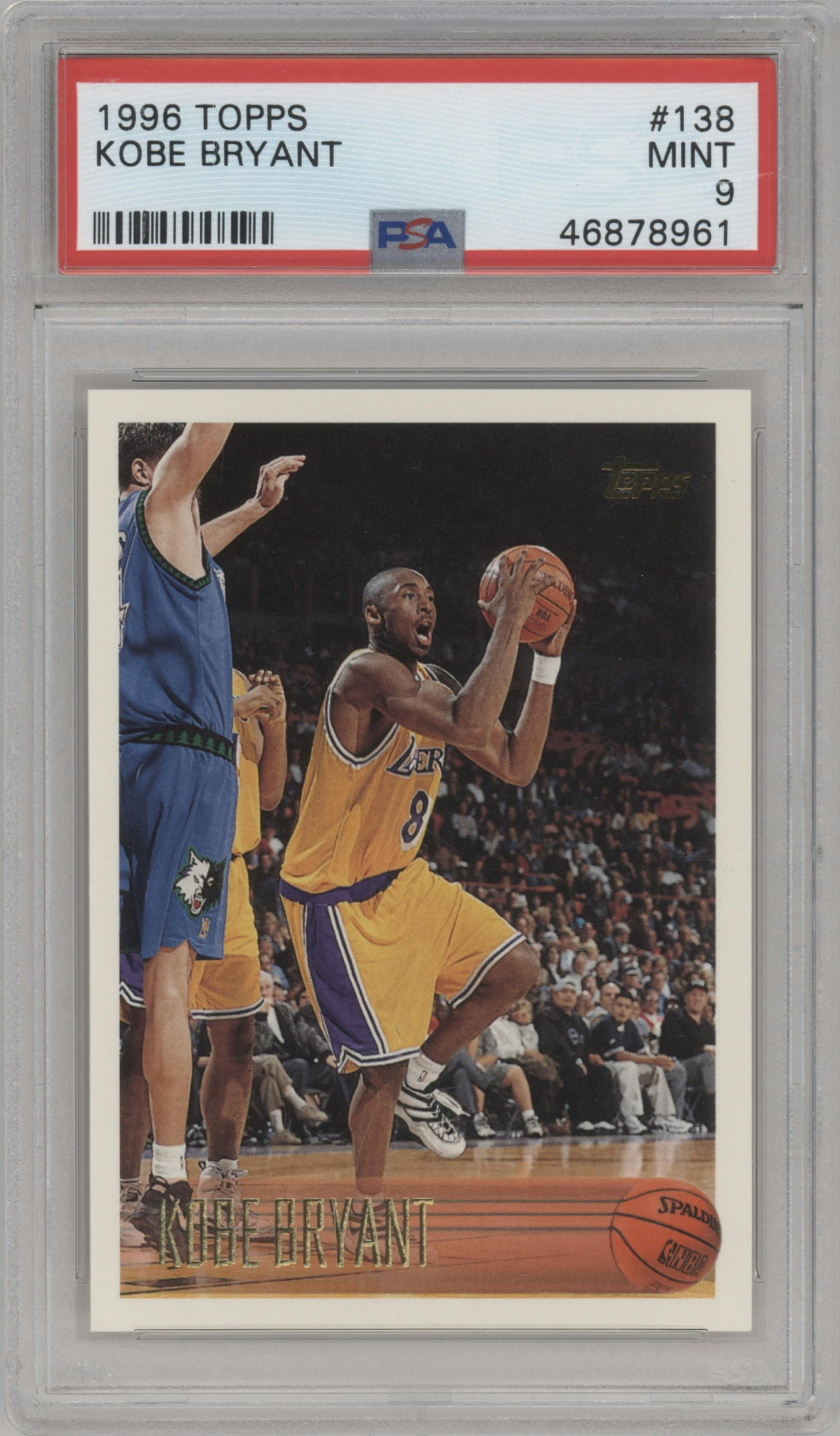 Kobe Bryant  from the 1996-97 Topps set graded by PSA and given an overall grade of 9.