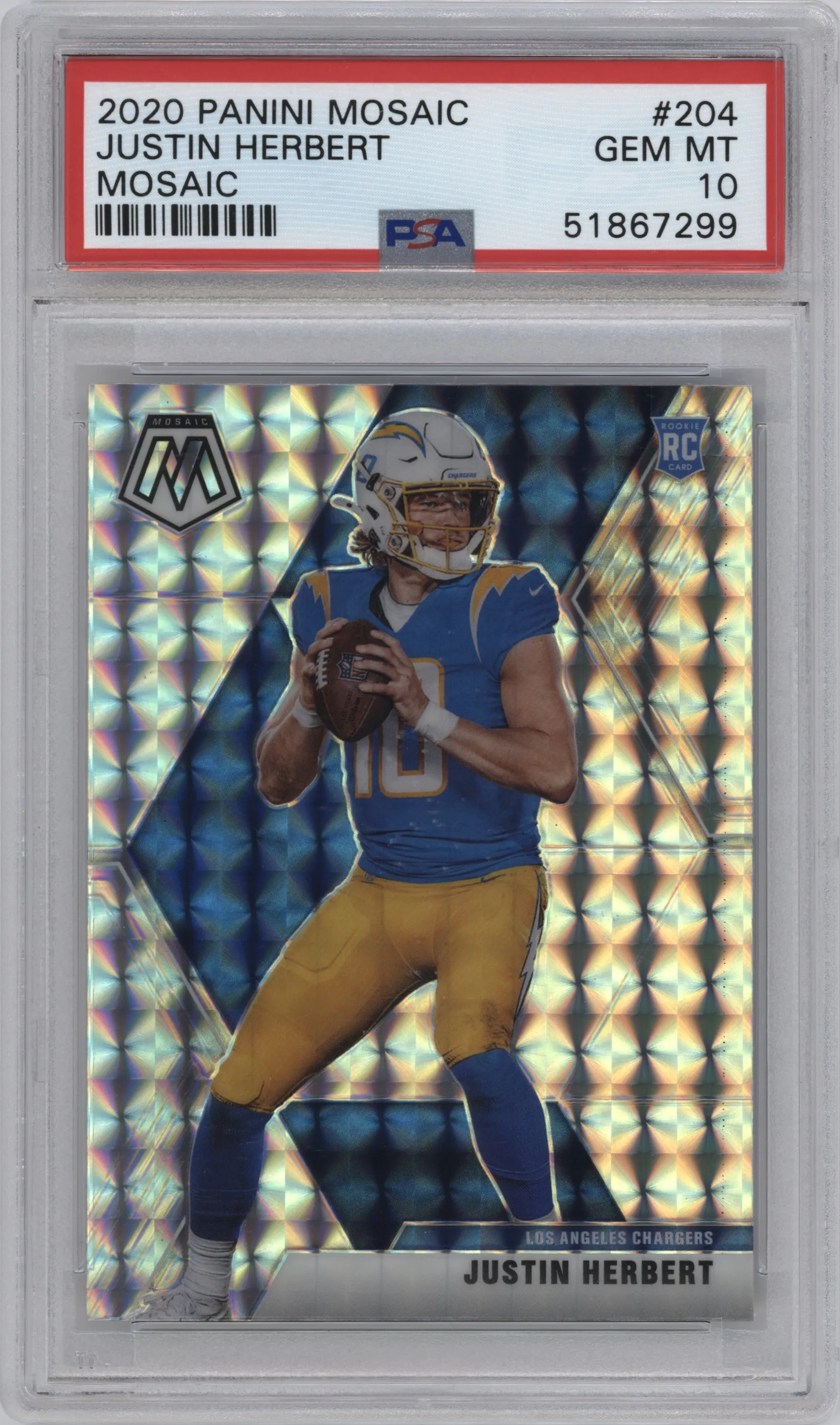 2020 Panini Mosaic Justin Herbert Mosaic PSA 10