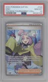 Iono from the 2024 Pokemon SV set featuring a Premium Tournament Collection parallel graded by PSA and given an overall grade of 10.