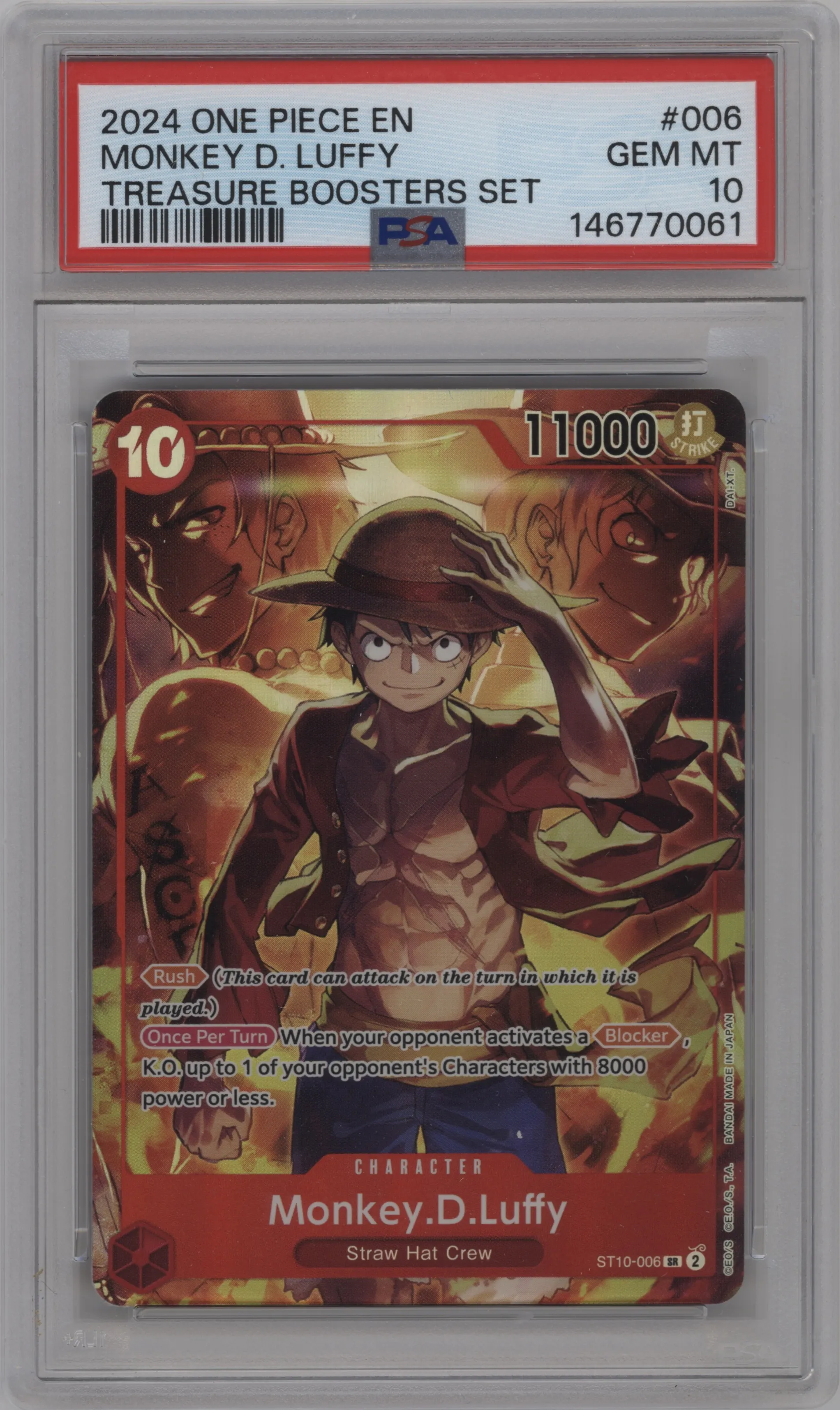 2024 One Piece Treasure Boosters Set Monkey.D.Luffy SR #ST10-006 SR PSA 10