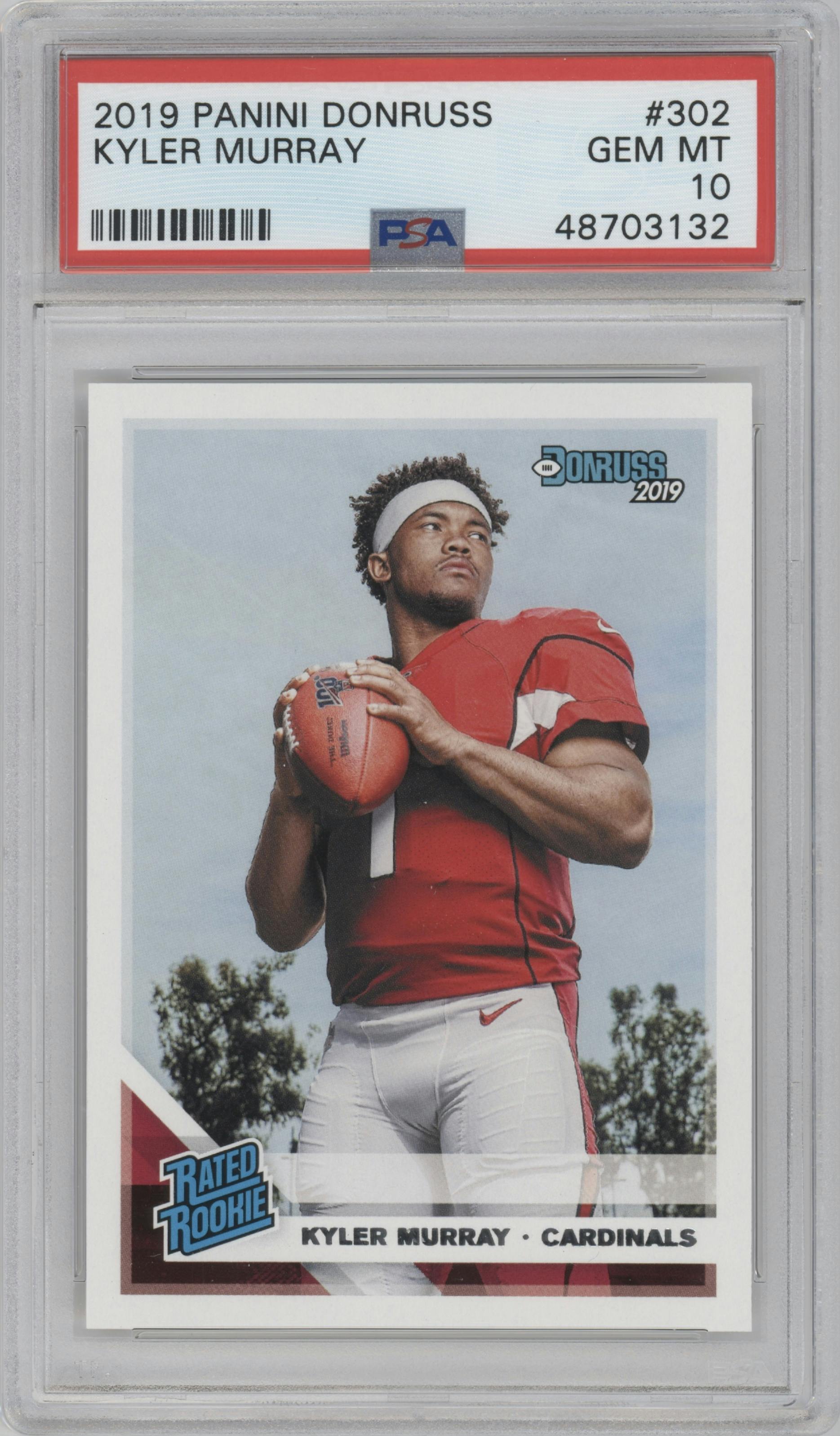 Kyler Murray from the 2019 Panini Donruss set graded by PSA and given an overall grade of 10.