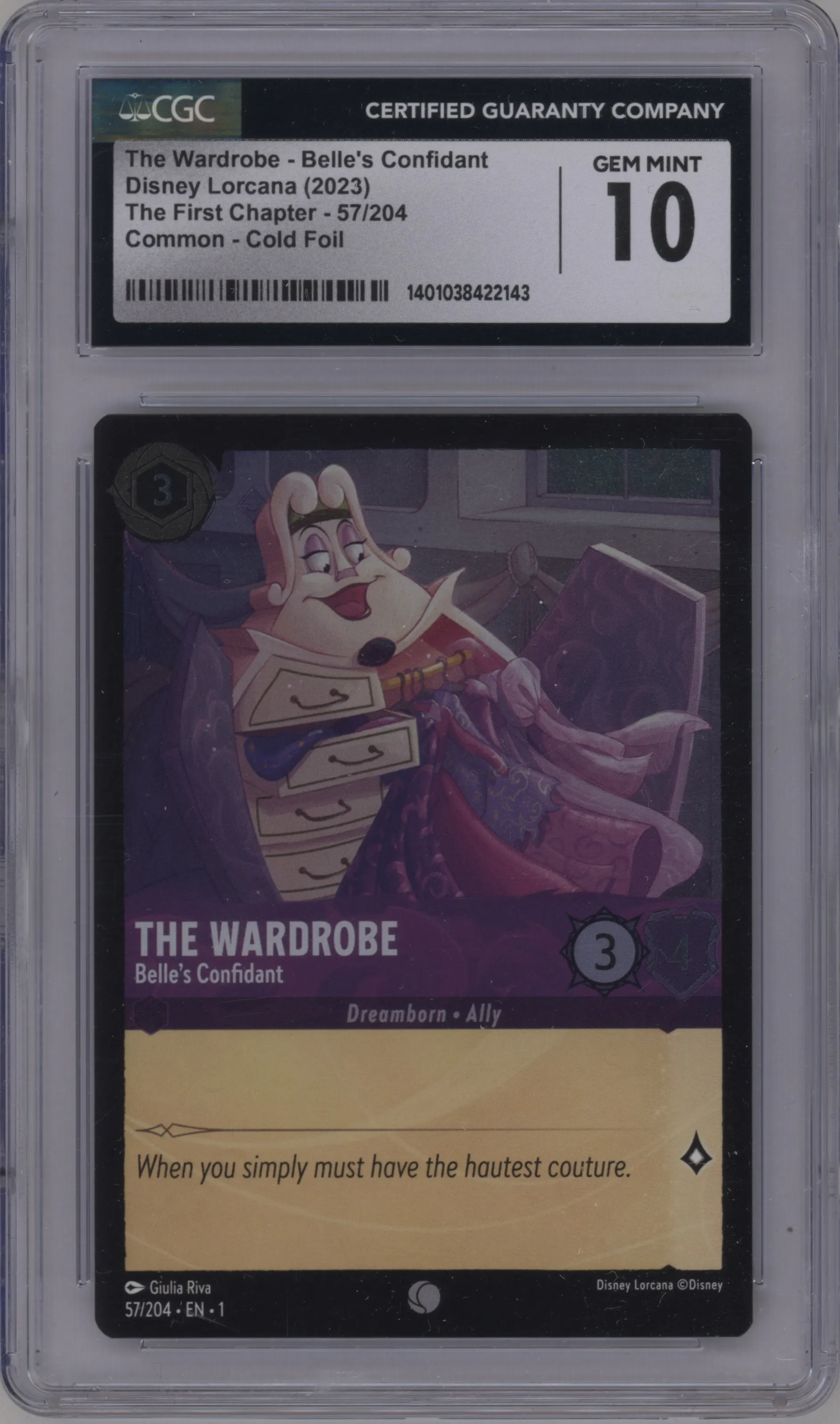 2023 Disney Lorcana The First Chapter The Wardrobe - Belle's Confidant Foil CGC 10