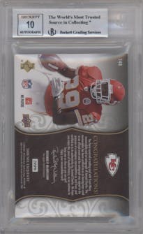 Jamaal Charles from the 2008 Upper Deck Exquisite Collection set graded by Beckett and given an overall grade of 8.5.