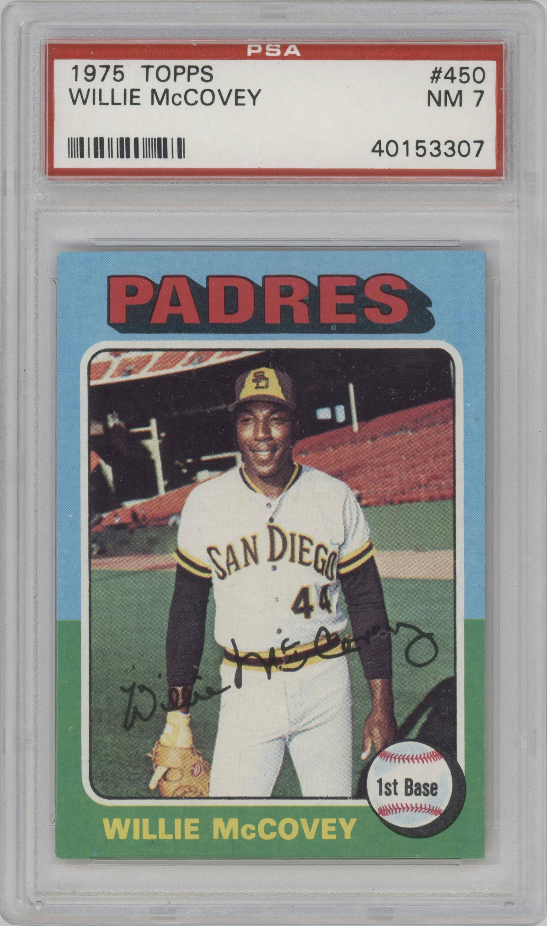 Willie McCovey from the 1975 Topps set graded by PSA and given an overall grade of 7.
