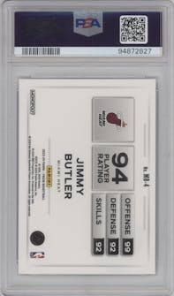 Jimmy Butler from the 2023-24 Panini Prizm Monopoly set graded by PSA and given an overall grade of 10.