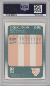Michael Jordan from the 1988-89 Fleer set graded by PSA and given an overall grade of 8.